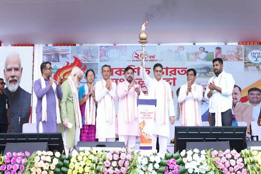 Chief Minister Dr. Manik Saha joins ‘Seva Jyoti Yatra’ from Children’s Park in Agartala.